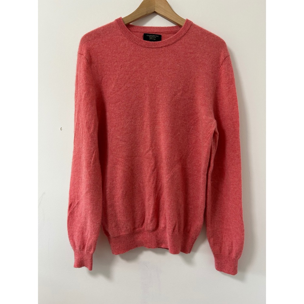 Club Room Luxury Cashmere Sweater Mens Medium Coral Pink Preppy Knit